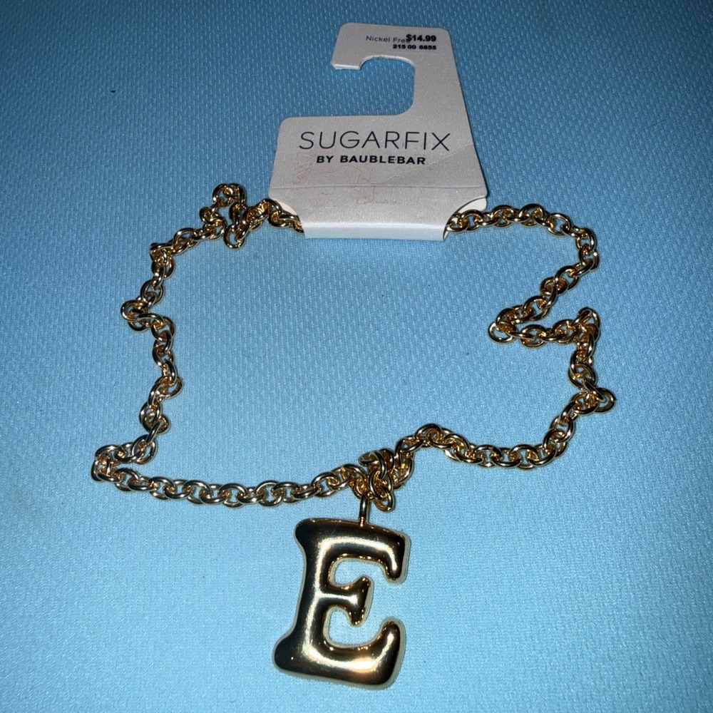 Sugarfix by BaubleBar Necklace Womens OS New Gold Tone Puffy Initial Letter E